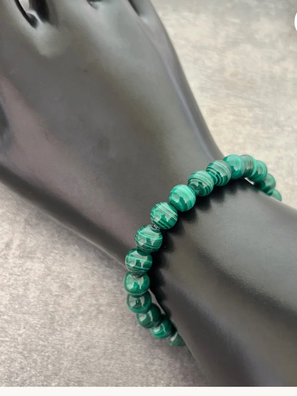 #2944**Malachite Bead Stretch Bracelet - Green